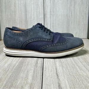 Cole Haan Grand.OS ZeroGrand WingTip Oxford Blue Dress Shoes Mens Size 11.5